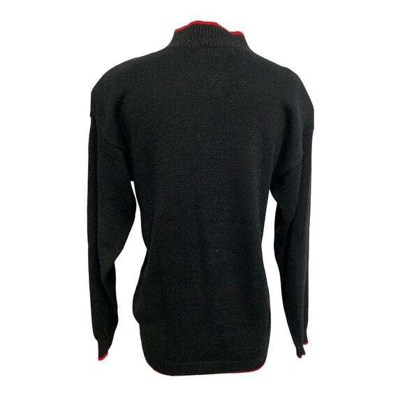 Vintage Images By Duet Black Sweater With Red Floral Sequin Embellishments M - Picture 8 of 12